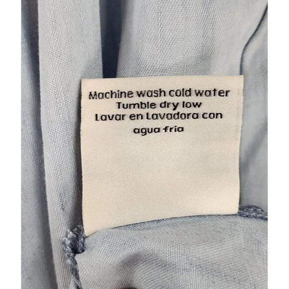 Sneak Peak Dress Womens Small Light Blue Chambray Off the Shoulder Casual Mini - Picture 11 of 11